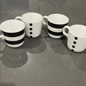IKEA Black and White Striped Mug Set of 4